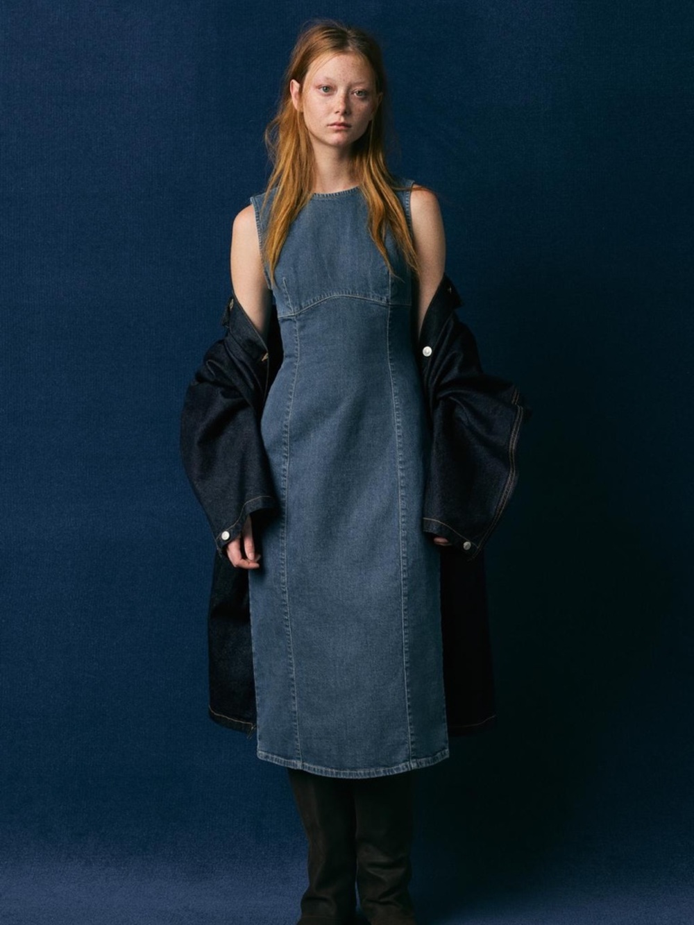 ZARA TRF DENIM MIDI DRESS